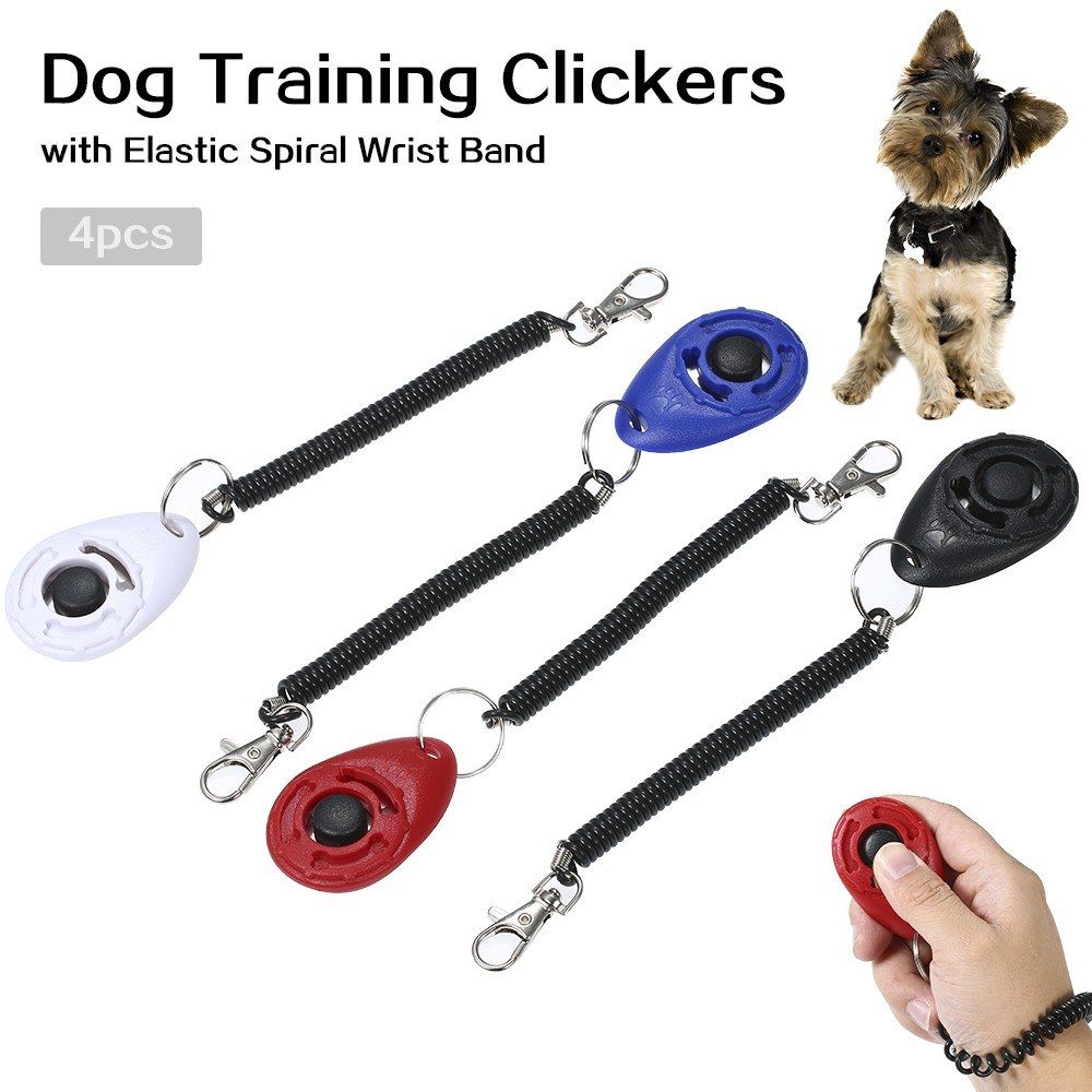 4pcs/set Dog Training Clicker With Elastic Spiral Wrist Band