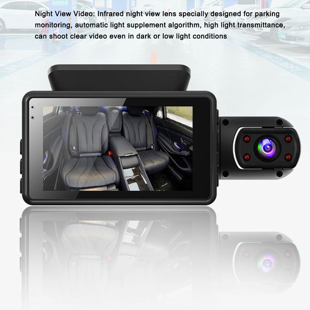 1440P DVR Dash Camera Front & Inside Dual Dashcam 3.5 Inch IPS Screen