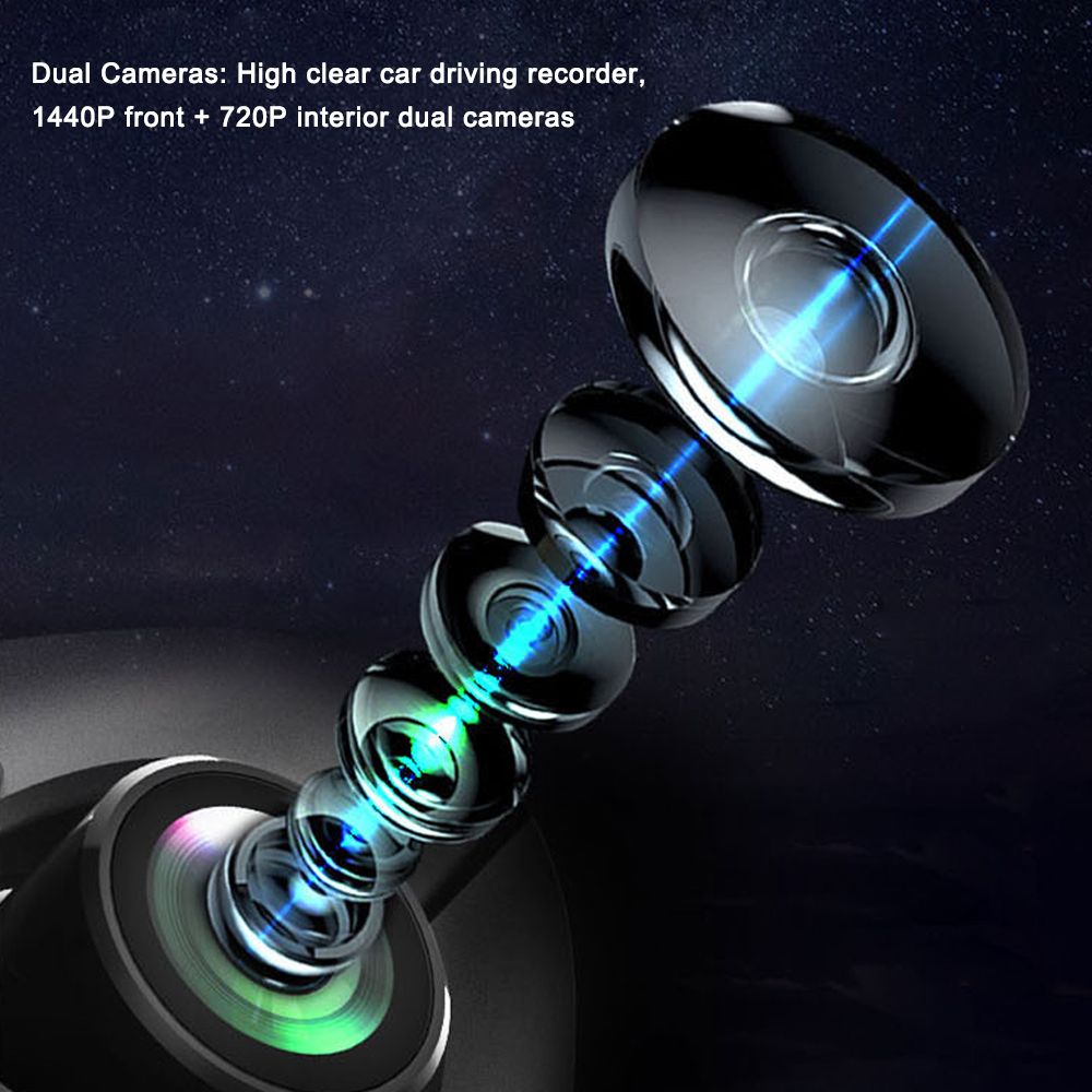 1440P DVR Dash Camera Front & Inside Dual Dashcam 3.5 Inch IPS Screen