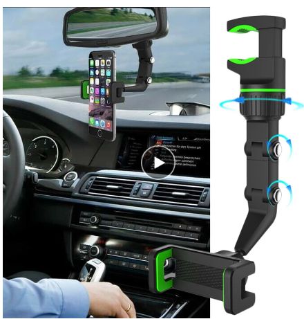 Multifunctional Rearview Mirror 360° Car Phone Holder