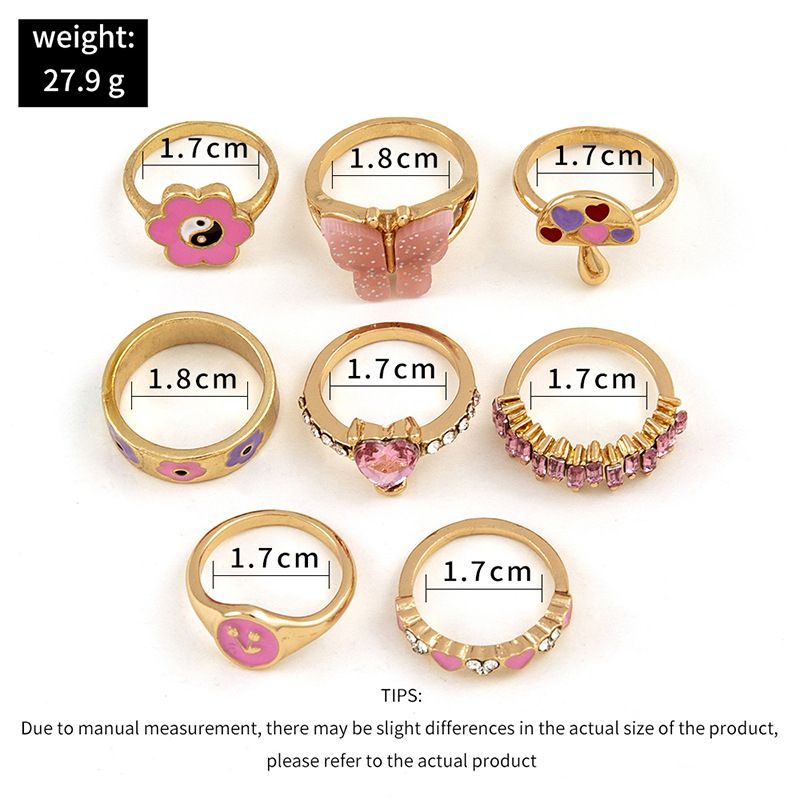 Unique Pink Knuckle Ring Sets of 8