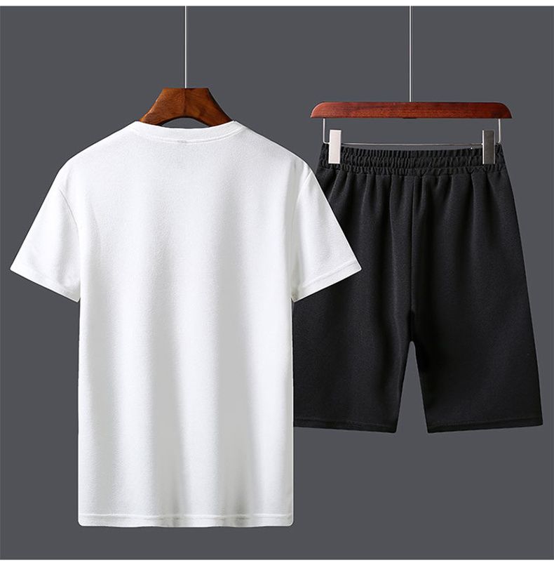 Mens Sports T-shirts+Pants Suit(white)
