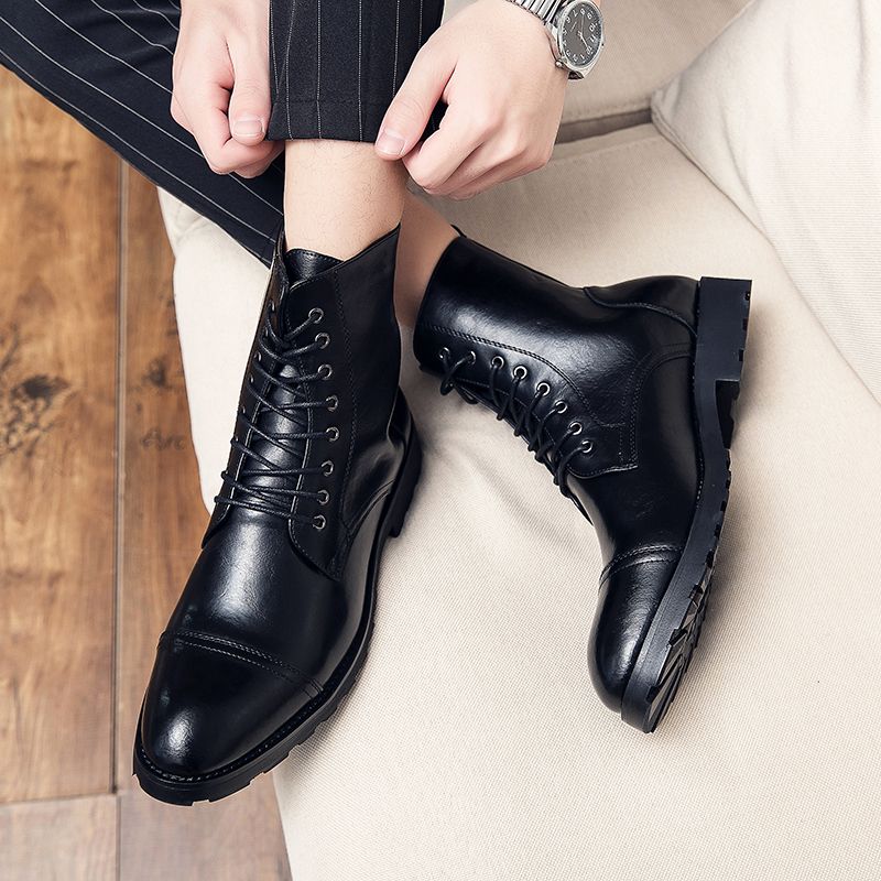 38-48 Men Chelsea Boots Pointed Leather Business Black