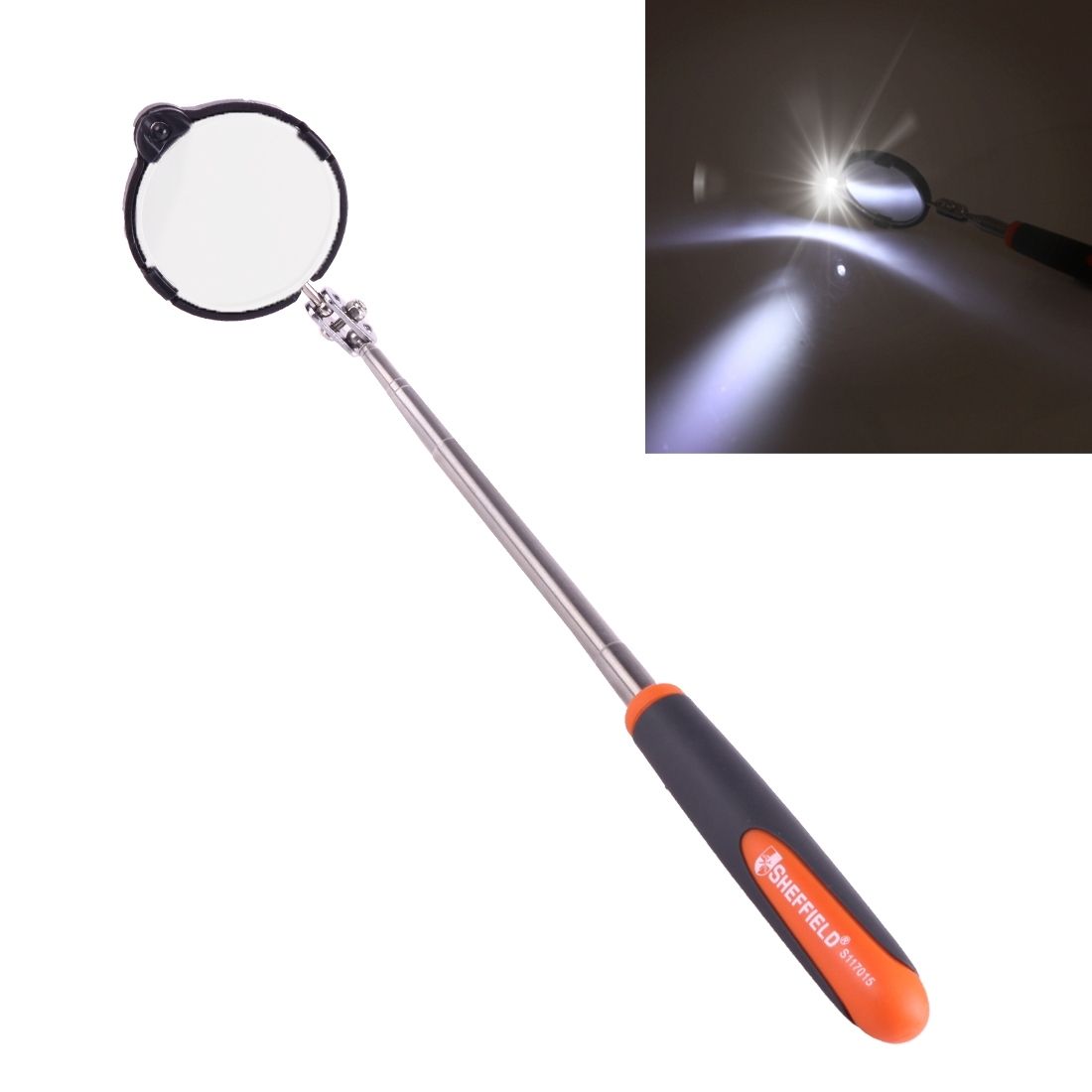 Retractable Vehicle Car Chassis Telescoping Inspection Mirror With 1 PCS 5mm LED Light, Mirror Diameter: 55mm, Max Expanding Length: 940mm