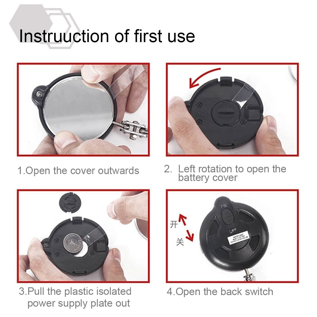 Retractable Vehicle Car Chassis Telescoping Inspection Mirror With 1 PCS 5mm LED Light, Mirror Diameter: 55mm, Max Expanding Length: 940mm