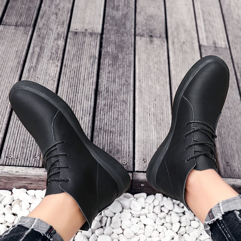 Big Size Mens Ankle Boots Chelsea Leather Boots-Black