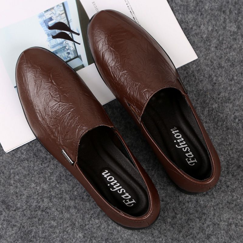 Mens Cowhide Casual Shoes Business Formal Shoes 38-47-Brown