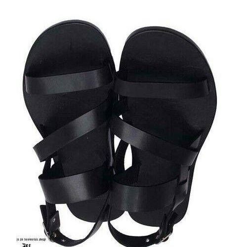 Fashionable Men's Leather Sandal > Black