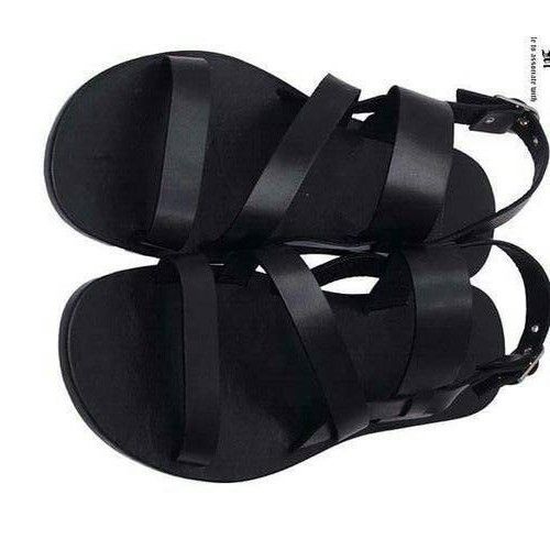 Fashionable Men's Leather Sandal > Black