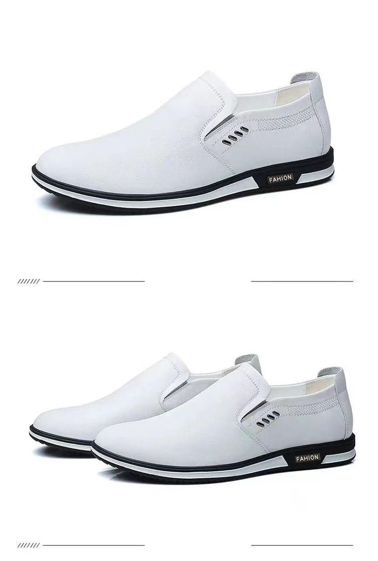 Men's New Fashion Business Casual  Trendy Leather Shoes Breathable Soft - White