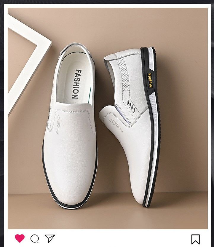 Men's New Fashion Business Casual  Trendy Leather Shoes Breathable Soft - White