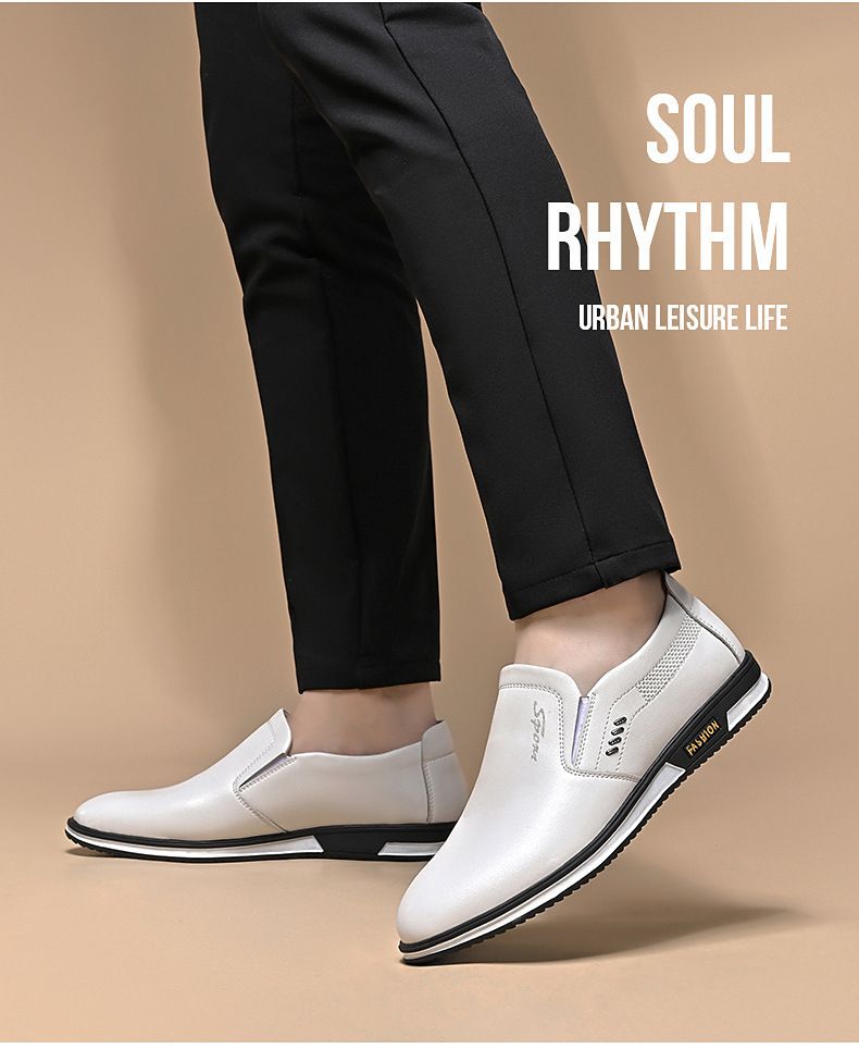Men's New Fashion Business Casual  Trendy Leather Shoes Breathable Soft - White