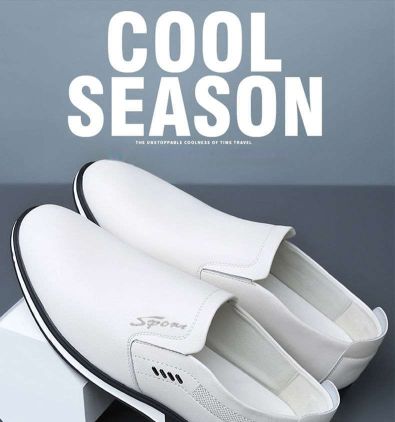 Men's New Fashion Business Casual  Trendy Leather Shoes Breathable Soft - White