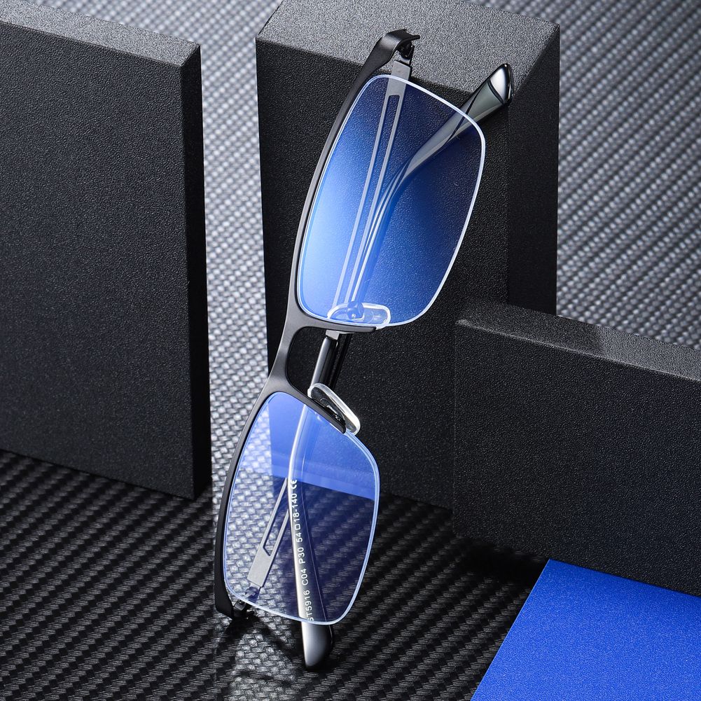 Half Rimless Metal Frame Mens Anti-blue Ray Computer Glasses