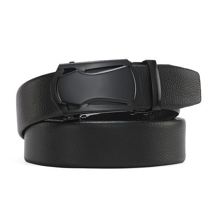 Men's Belt Leather Automatic Buckle Belts-Black