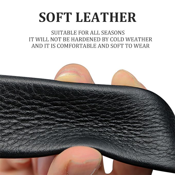 Men's Belt Leather Automatic Buckle Belts-Black