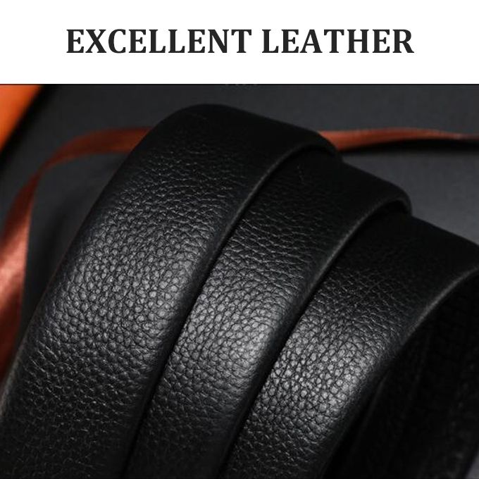 Men's Belt Leather Automatic Buckle Belts-Black