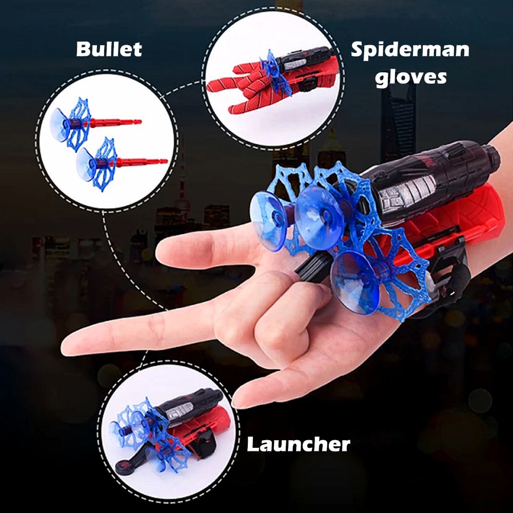 Spider Mans Toys Kid Wrist Launcher Toy Set Super Hero Movie Figures Cosplay Glove Soft Bullet Birthday Gift For Children(#With Glove A)
