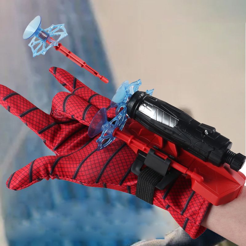 Spider Mans Toys Kid Wrist Launcher Toy Set Super Hero Movie Figures Cosplay Glove Soft Bullet Birthday Gift For Children(#With Glove A)