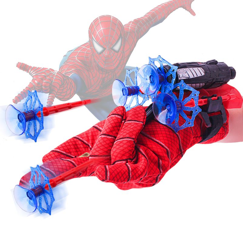 Spider Mans Toys Kid Wrist Launcher Toy Set Super Hero Movie Figures Cosplay Glove Soft Bullet Birthday Gift For Children(#With Glove A)