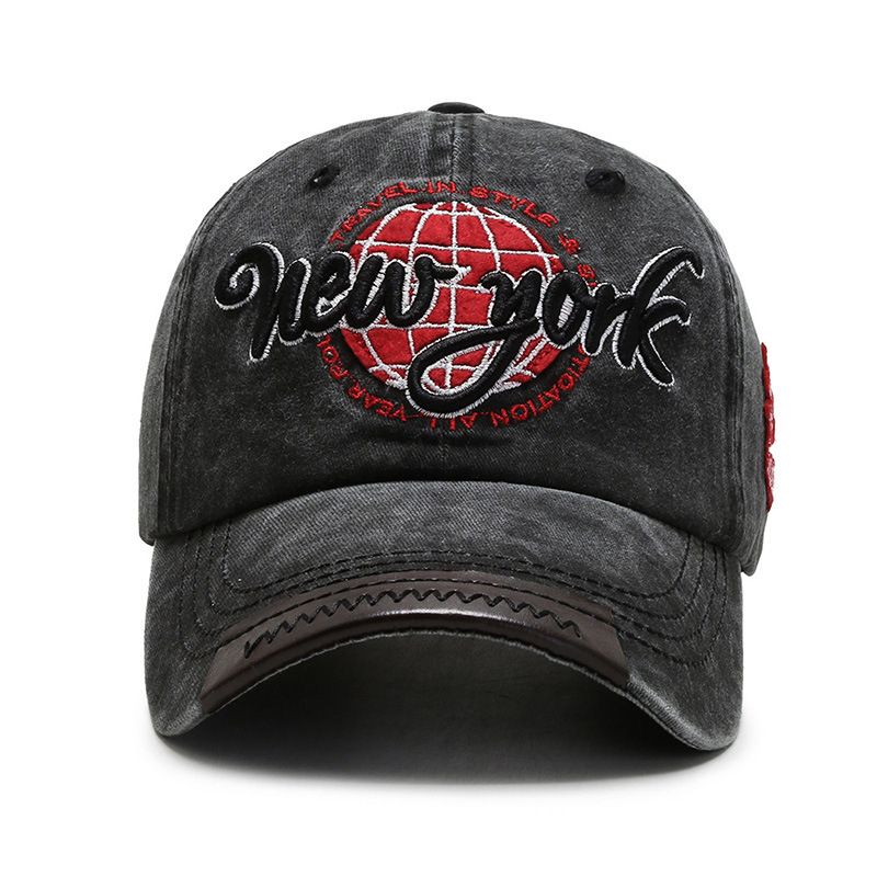 Unisex NY Black Patterned Baseball Face Cap - Black