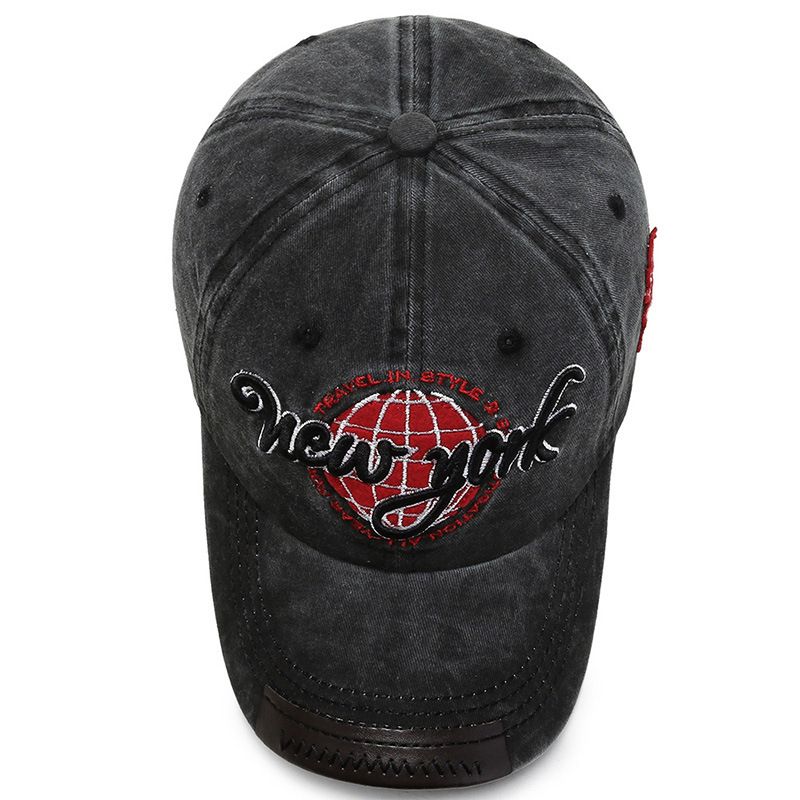 Unisex NY Black Patterned Baseball Face Cap - Black