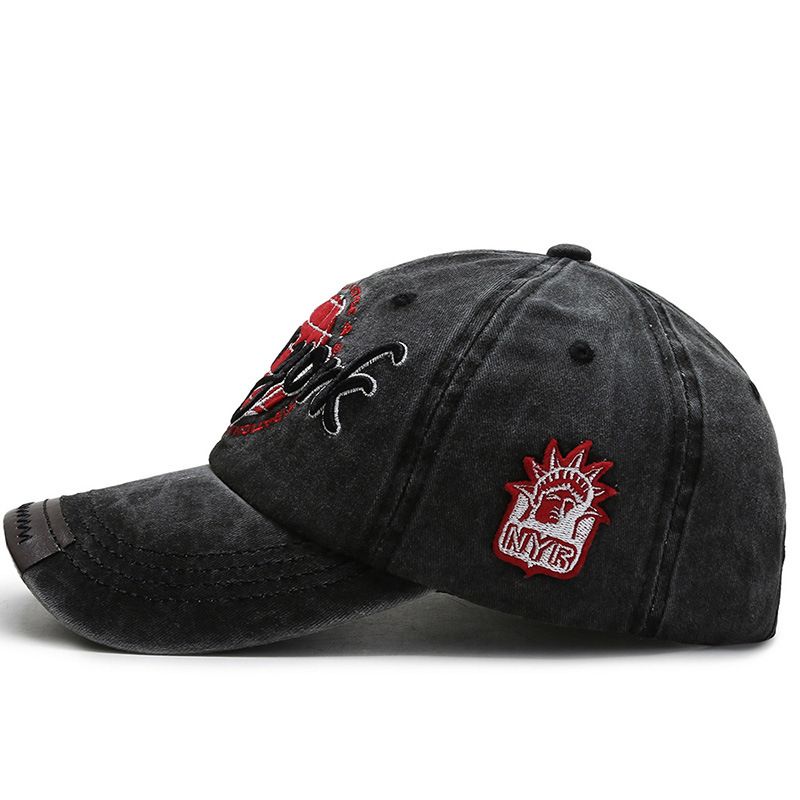 Unisex NY Black Patterned Baseball Face Cap - Black