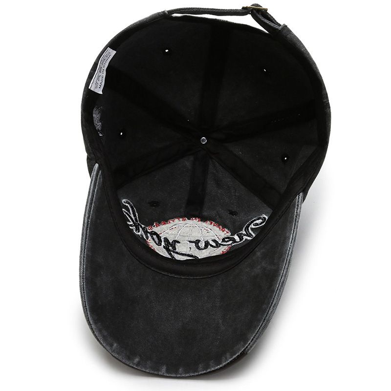Unisex NY Black Patterned Baseball Face Cap - Black