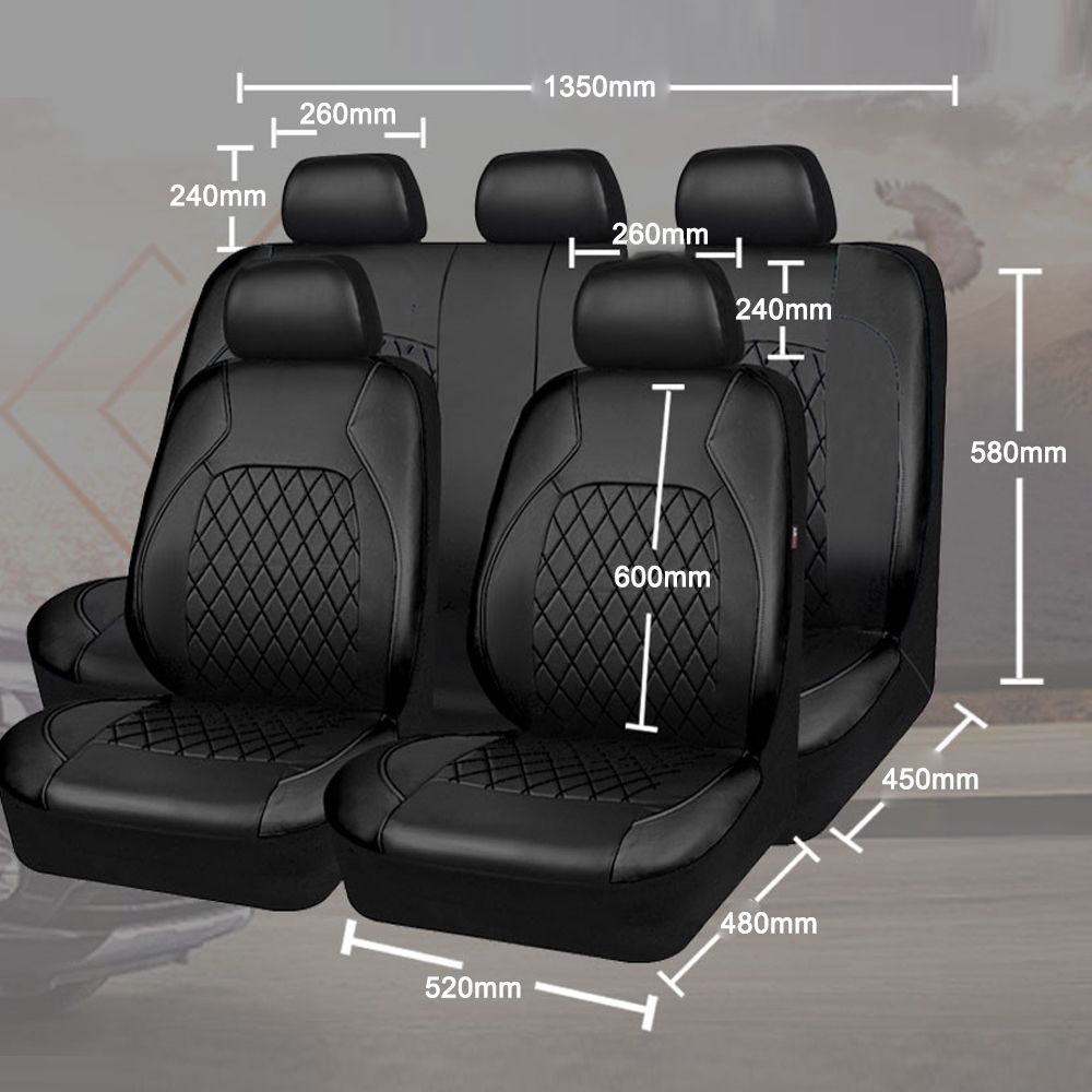 9Pcs Car Seat Cover PU Leather Universal Protector Full Set