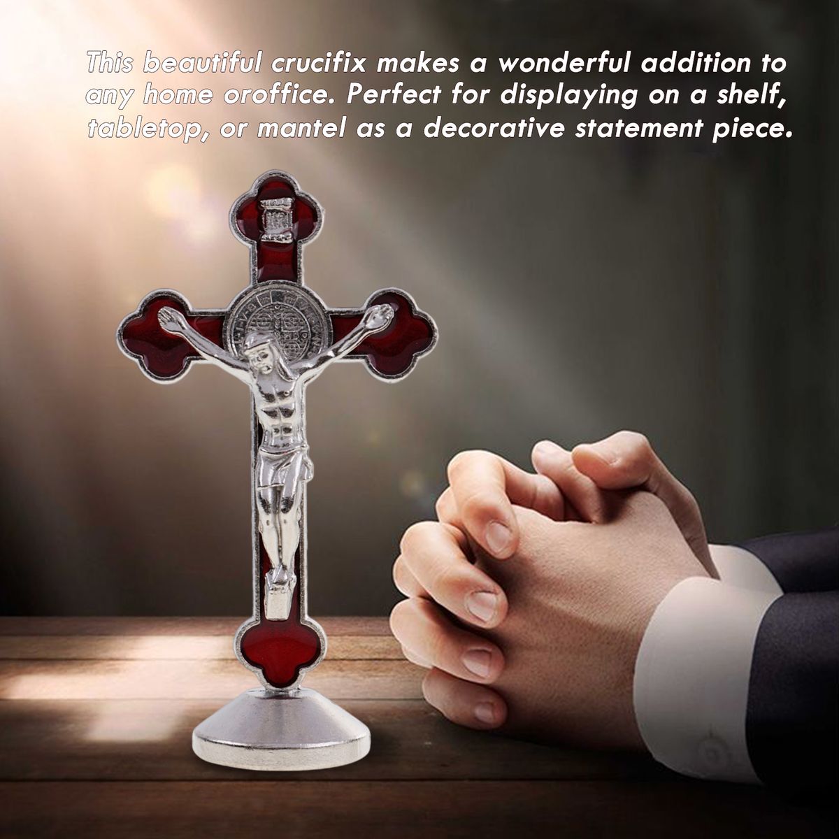 Durable Magnetic Bottom Cross Statue Crucifix Jesus Christianity