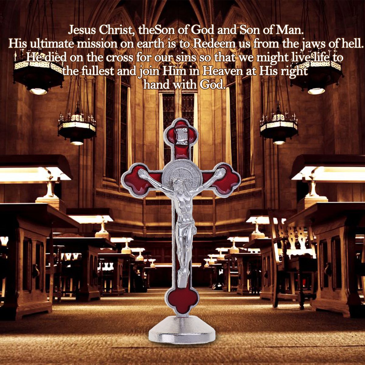Durable Magnetic Bottom Cross Statue Crucifix Jesus Christianity