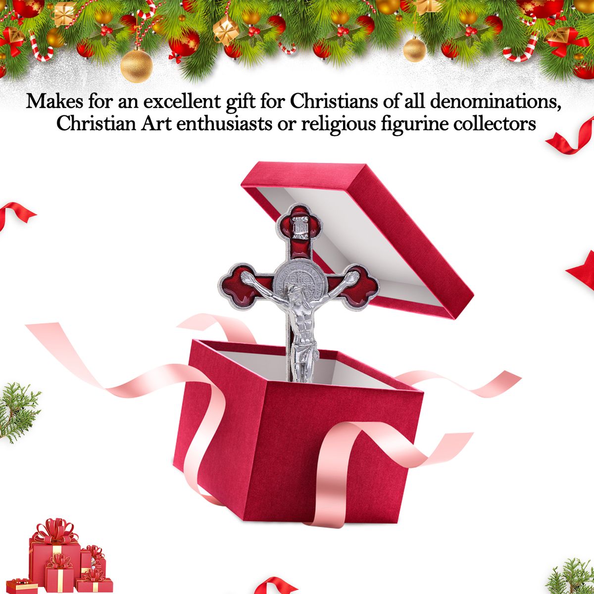 Durable Magnetic Bottom Cross Statue Crucifix Jesus Christianity