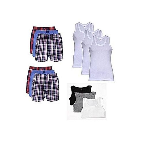 Men's Set Of Singlet And Boxers12 Pieces
