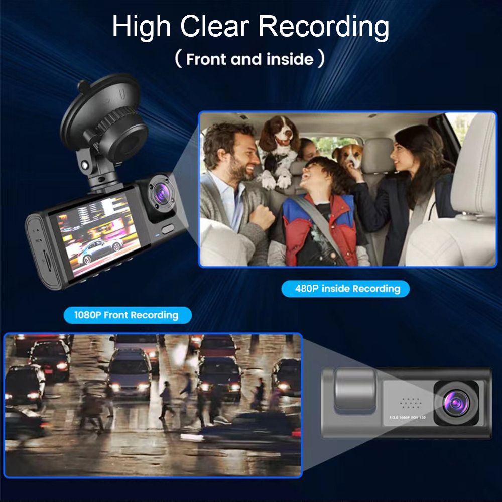 DVR Dash Car Camera Front & Inside Rear Camera Driving Recorder