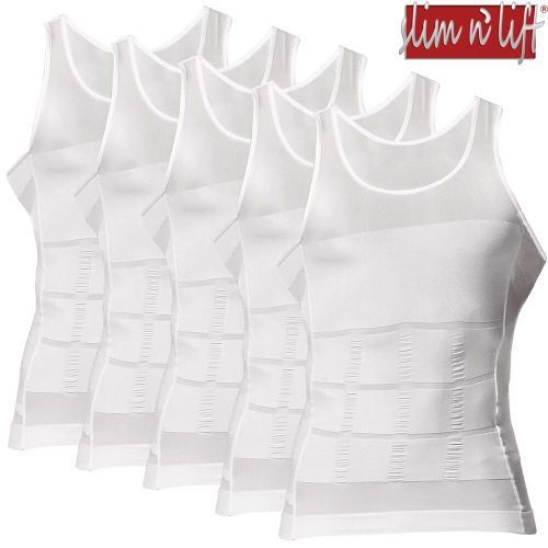 White X 3 + Black X 3 (#6 Pack) Slim Lift Slimming Mens Body Slimming Tummy Cami Shaper Vest(#6 Black)
