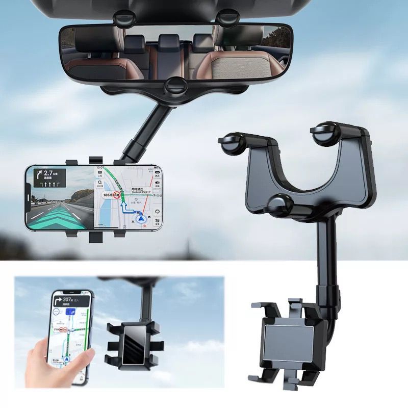 Adjustable Car Rearview Mirror Mount Phone Holder Stand