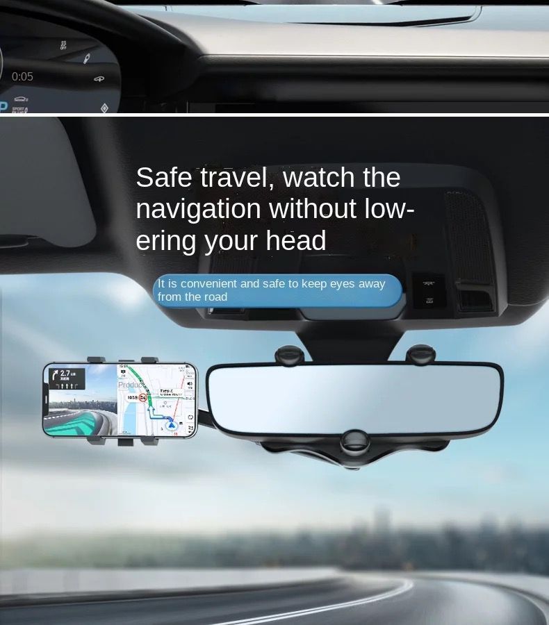 Adjustable Car Rearview Mirror Mount Phone Holder Stand