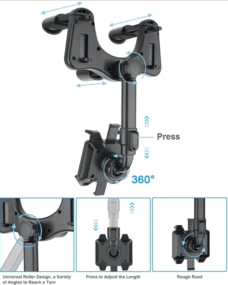 Adjustable Car Rearview Mirror Mount Phone Holder Stand