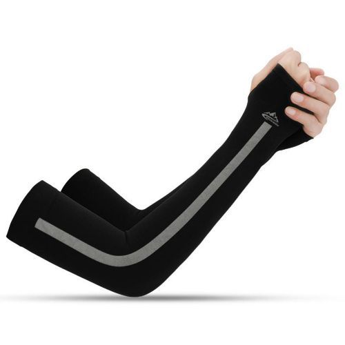 1Pair Uisex Outdoor Sunshade Arm Sleeves Glove For Cycling Basketball - Black