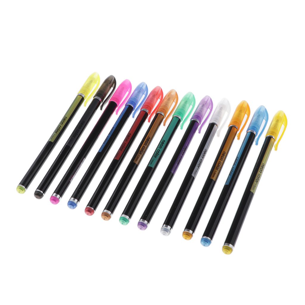 Glitter Neon Color  Pens Markers Fluorescent Lightsup 12 Colors