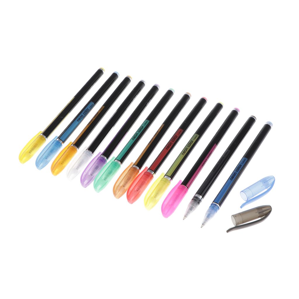 Glitter Neon Color  Pens Markers Fluorescent Lightsup 12 Colors