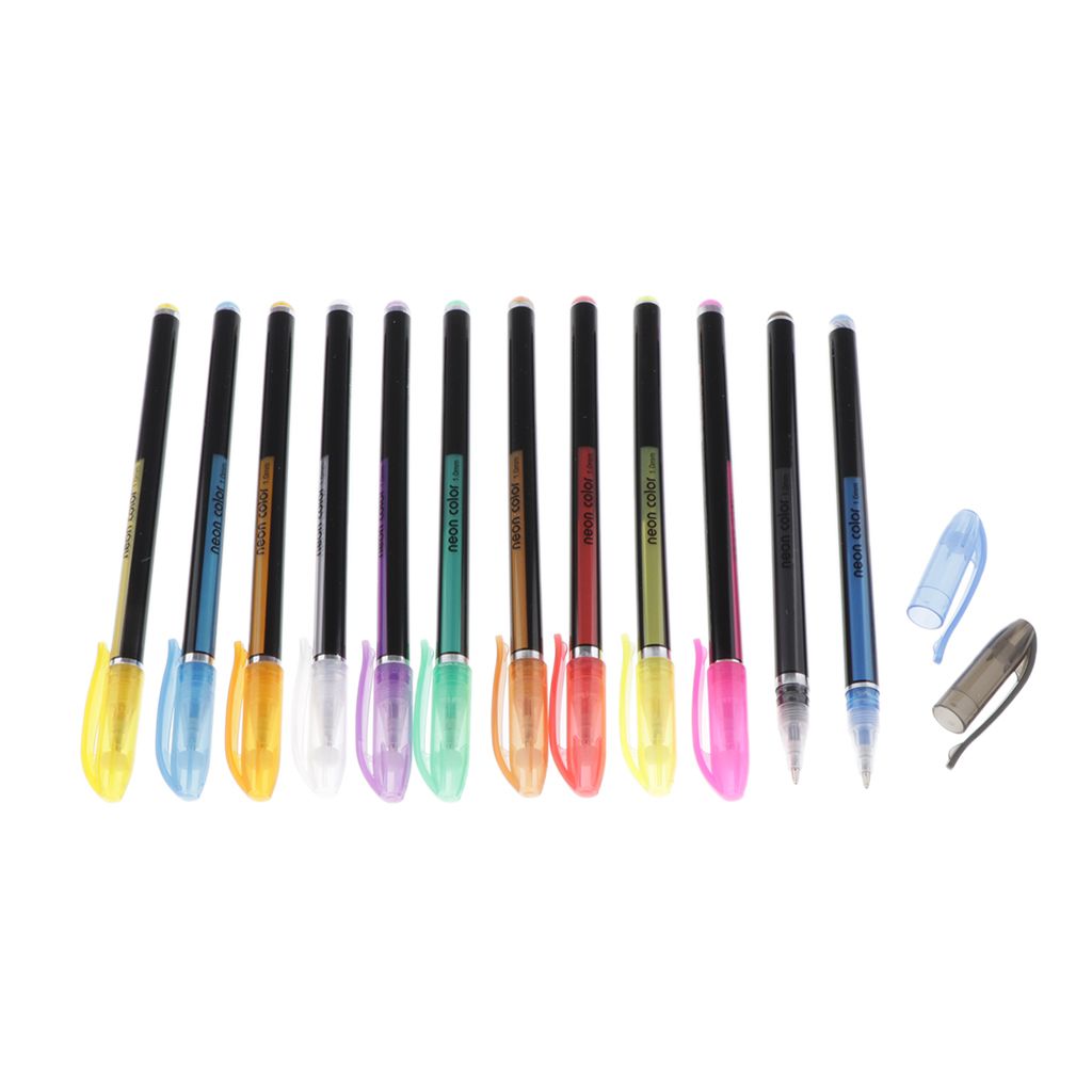 Glitter Neon Color  Pens Markers Fluorescent Lightsup 12 Colors