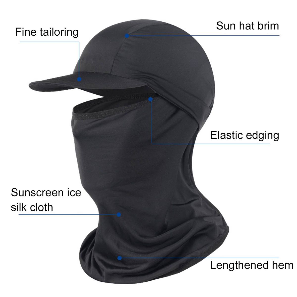 Motorcycle Full Face Sunshade Cover Cap Headscarf Band-Black