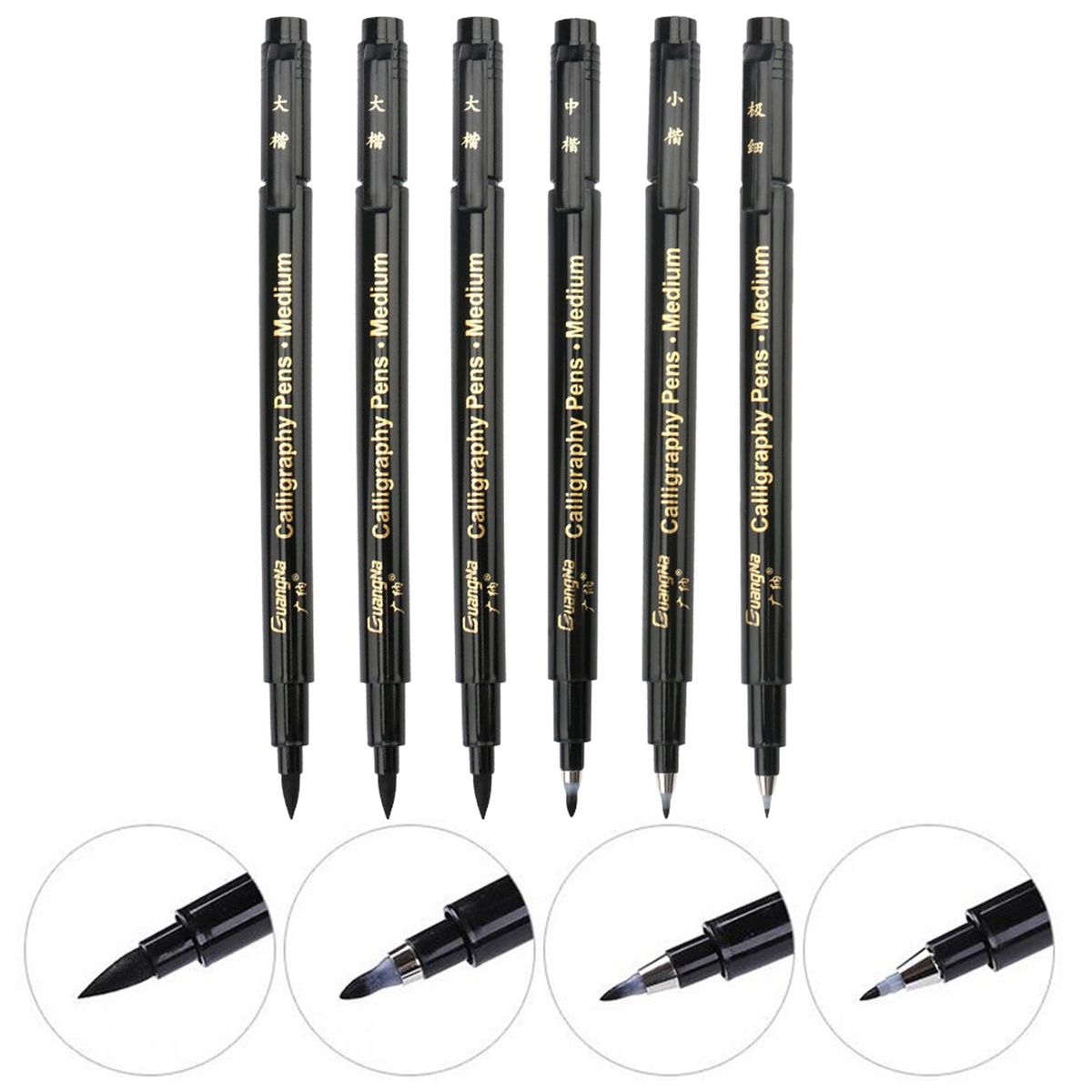 6/9x Calligraphy Brush Pen Fountain Watercolor Hand 6 Pieces
