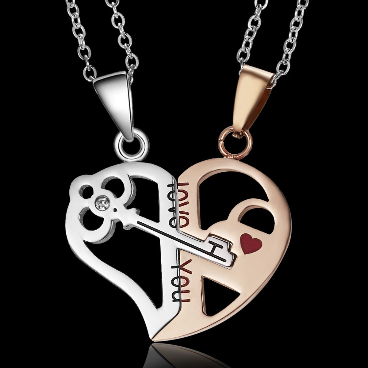 2Pcs/Set Couple Pendants Necklace For Lovers Valentines