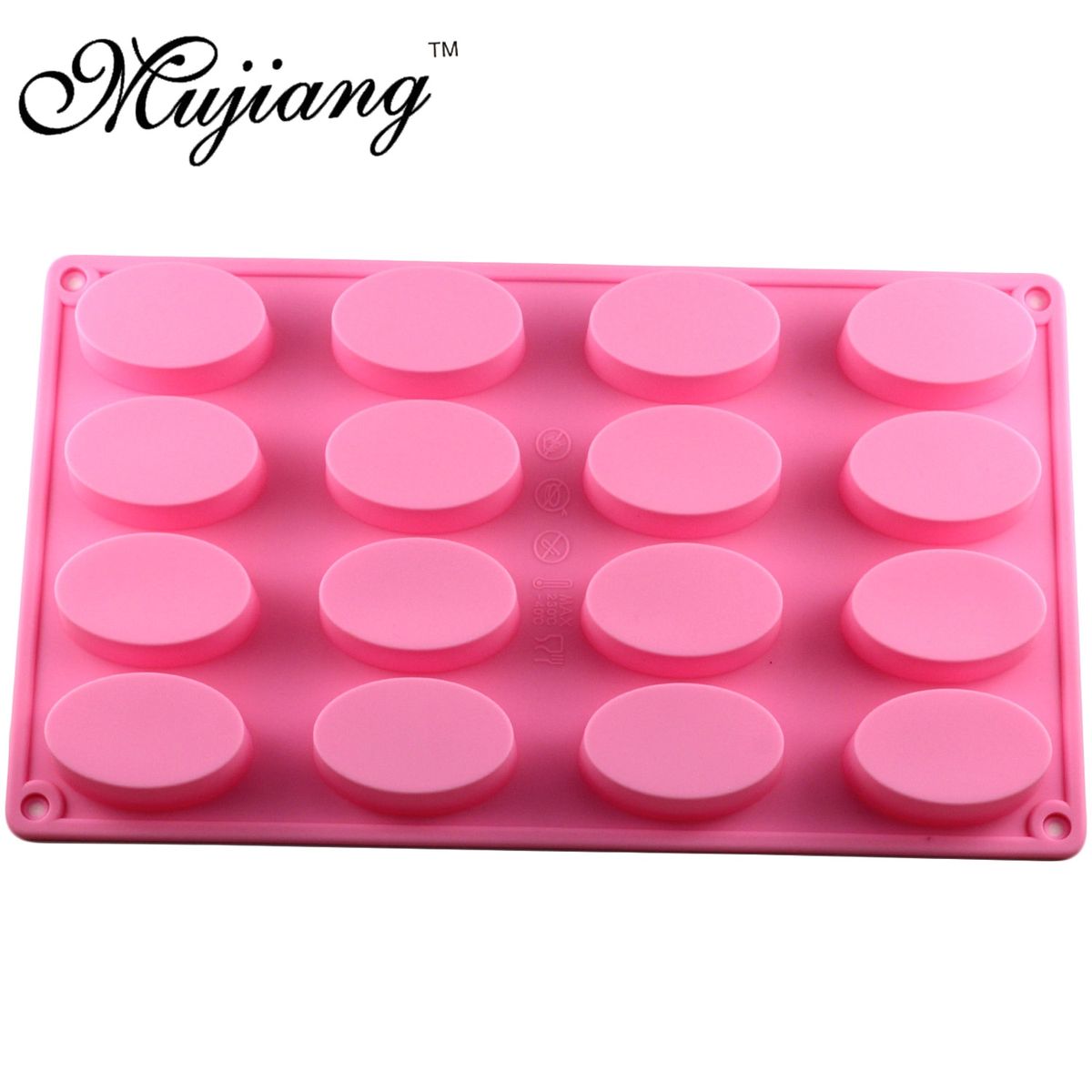 Mujiang 2Pcs/Set Soap Silicone Molds Kitchen Baking 24 Cavity Rectangle 16 Cavity Oval DIY Jelly Cake Candy Chocolate Moulds