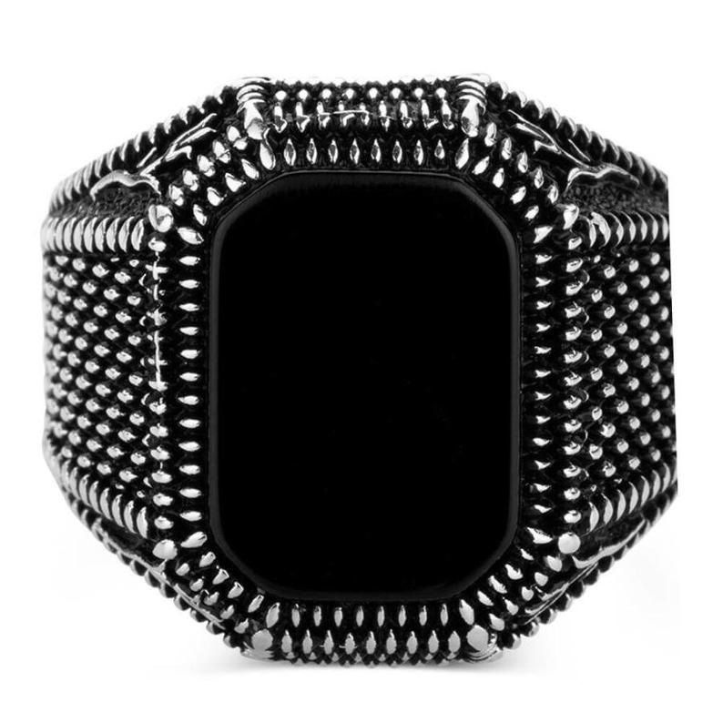 Men's Ring With Black Gem