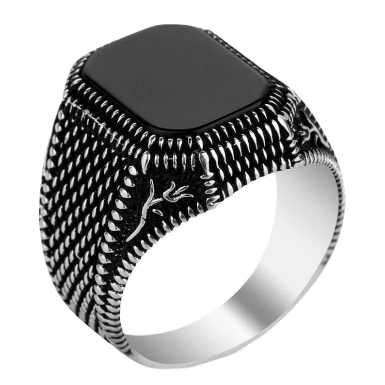 Men's Ring With Black Gem