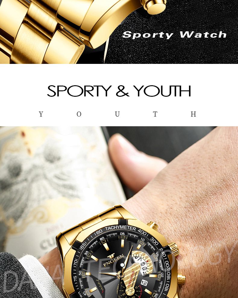 05 Calendar Sporty Waterproof Quartz Watch/Black