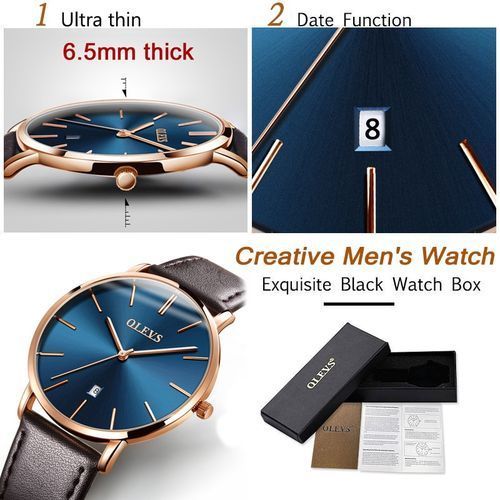Ultra Thin Quartz Watch Men OLEVS Luxury Rose Gold Men Watch